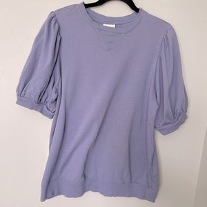 Ava & Viv Short Puff Sleeve Sweatshirt, Purple, Womens 0X